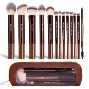 Maange -  13pcs aluminum tube makeup brush set+storage bag